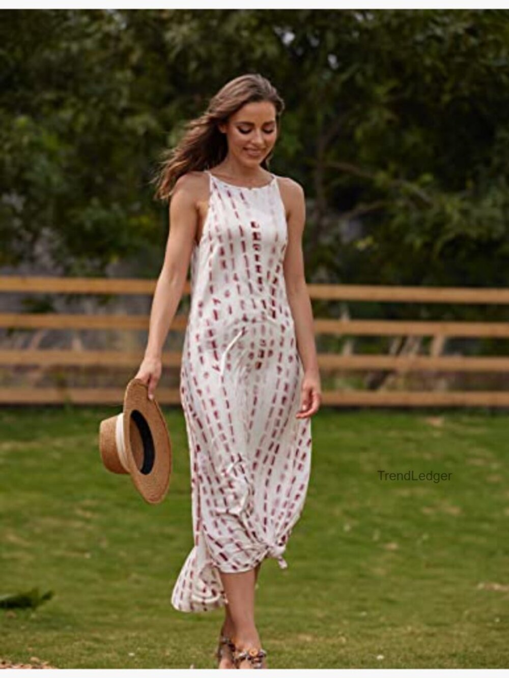 Women's Sleeveless Halter Maxi Dress Side Slit Summer Casual - Picture 4 of 7